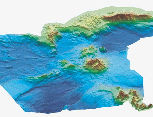  the sea floor topography, and all structural and tectonic features.